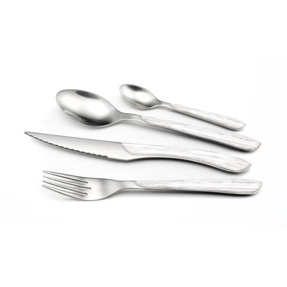 Eclat Nature - Ménagère 24 pièces Bois blanc