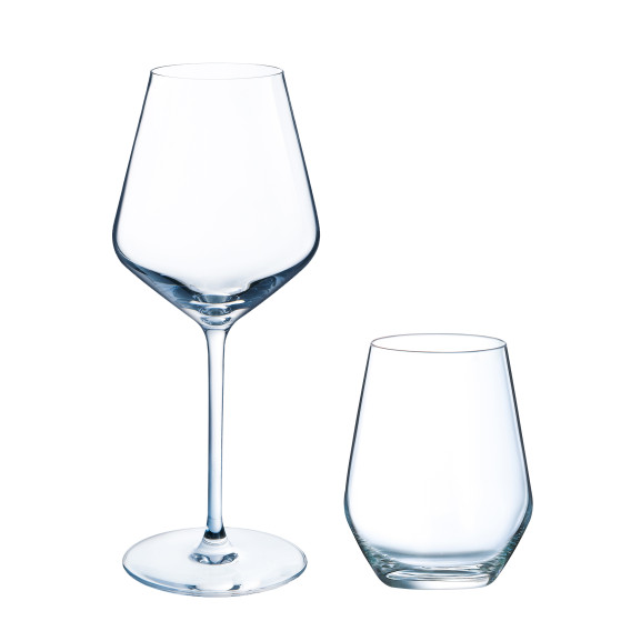 Diamantis - Lot de 8 verres à pied 29cl et 8 gobelets hauts 40cl