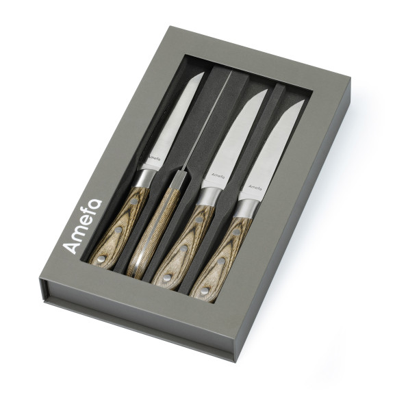 Achille Bois de pakka - Coffret de 4 couteaux steak