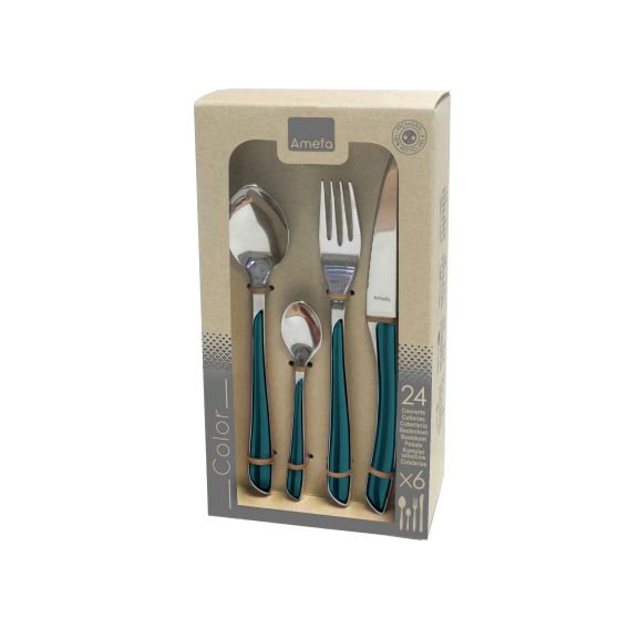 Eclat - Ménagère 24 pièces Bleu Canard