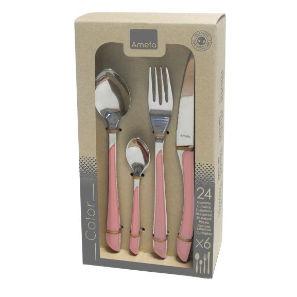 Eclat Pastel Rose - Ménagère 24 pièces