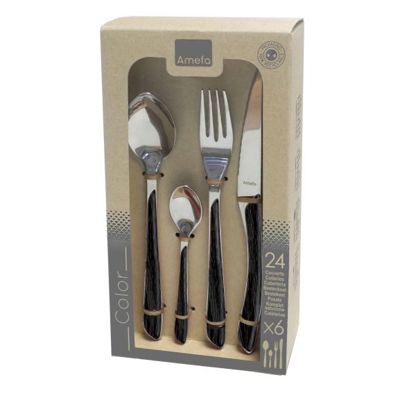 Eclat Nature - Ménagère 24 pièces Bois noir