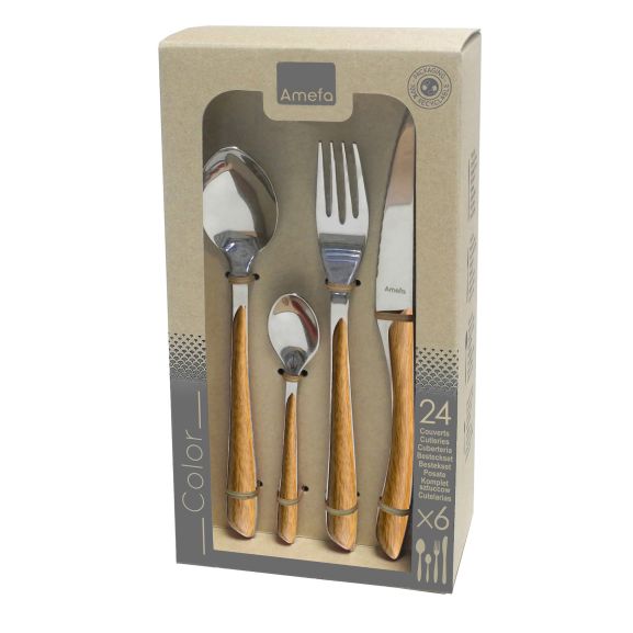 Eclat Nature - Ménagère 24 pièces Bois clair