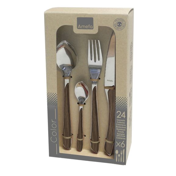Eclat Nature - Ménagère 24 pièces Bois foncé