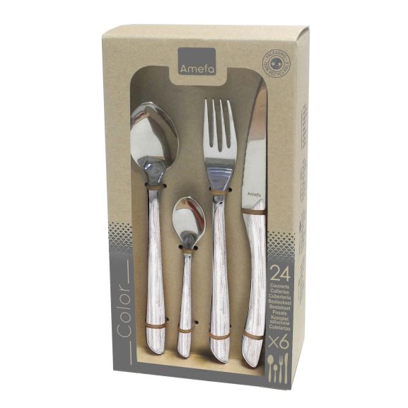 Eclat Nature - Ménagère 24 pièces Bois blanc