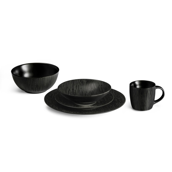 Magma noir - Coffret 6 assiettes salade et pâtes
