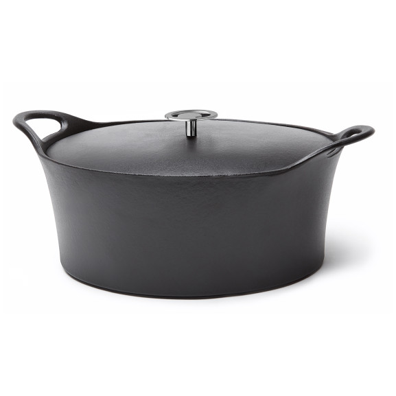 Volcan - Cocotte Ovale 35cm fonte de fer émaillée noire avec couvercle