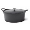 Volcan - Cocotte Ovale 35cm fonte de fer émaillée noire avec couvercle