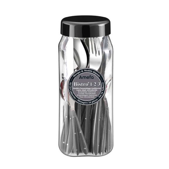 Bistro 1-2-3 - Ménagère 24 pièces Anthracite