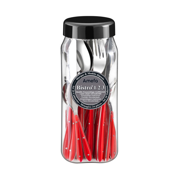 Bistro 1-2-3 - Ménagère 24 pièces Rouge