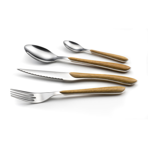 Eclat Nature - Ménagère 24 pièces Bois clair